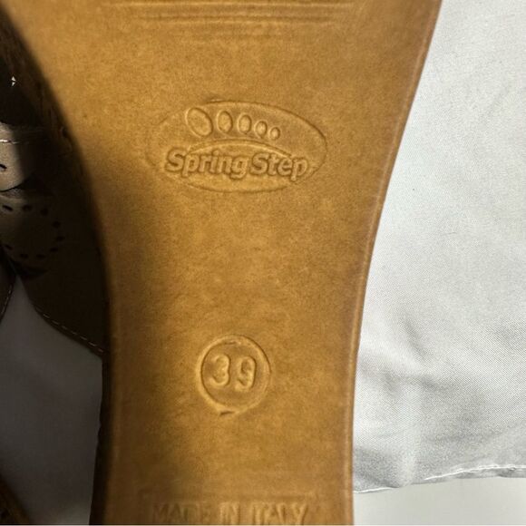 Spring Step Womens Flamyo Slide Italian Leather Cutout Beige Wedge Sandals EU 39 - Picture 11 of 11